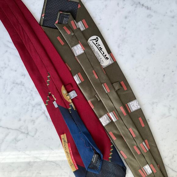 Picasso & Frank Lloyd Wright Designer Tie Bundle Men’s Silk - Picture 4 of 6